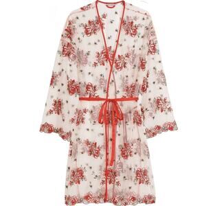 Victoria's Secret Floral Embroidery Sheer Mesh Robe, XS/S